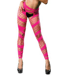 Beverly Hills Naughty Girl Crotchless Mesh & Fishnet Leggings Pink O/S