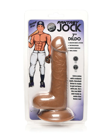 Curve Toys Jock Baseball Brian 7" Dildo w/Balls - Tan