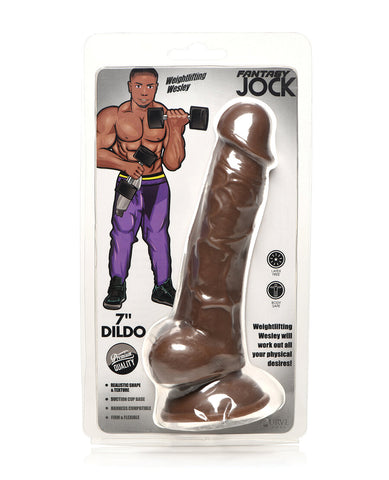 Curve Toys Jock Weightlifting Wesley 7" Dildo w/Balls - Dark