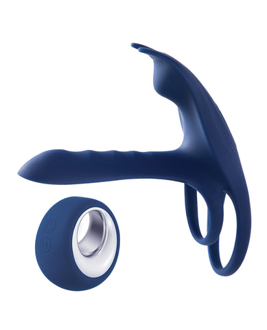 Black Fox Vibrating Girth Enhancer Penis Sleeve - Blue