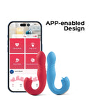 Joi App Controlled Thrusting G-Spot Vibrator & Clit Licker - Red