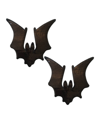 Neva Nude Large Bat Sequin Pasties - Black O/S