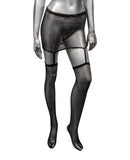 Radiance One Piece Garter Skirt w/Thigh Highs - Black Plus Size