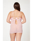 Floral Mesh Chemise & G-String Pink 1X/2X