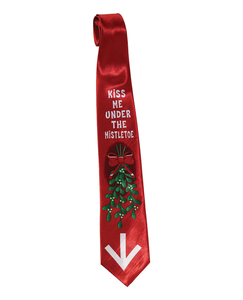 Christmas Tie Kiss Me Under The Mistletoe - Red