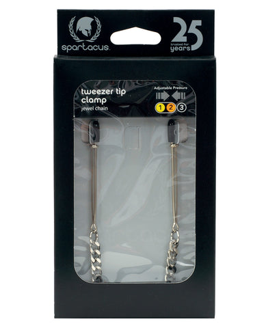 Adjustable Tweezer Nipple Clamps w/Jewel Chain, Bondage Blindfolds & Restraints,- www.gspotzone.com