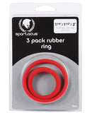 Rubber Cock Ring Set - Red Pack of 3