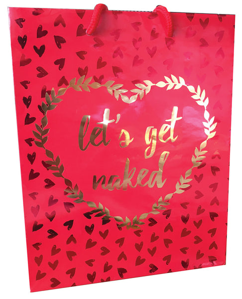 Let's Get Naked Red & Gold Foil Gift Bag