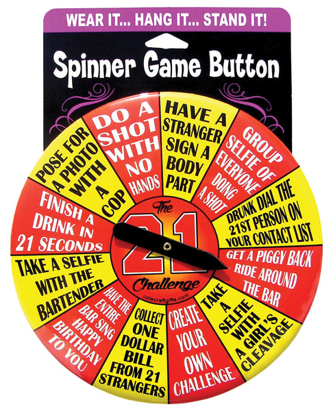 The 21 Challenge Spinner Button - Wear it, Hang it,...Stand it