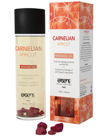 EXSENS of Paris Organic Massage Oil Carnelian Apricot- w/Stones