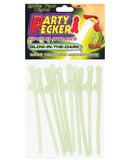 Party Pecker Sipping Straws - Glow in the Dark Pack of 10