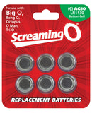 Screaming O AG10 Batteries - Sheet of 6 (Big O,Octo,BongO,TriO,OMan,BangO)