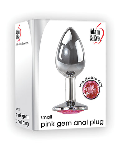 Adam & Eve Pink Gem Anal Plug Small - Silver/Pink