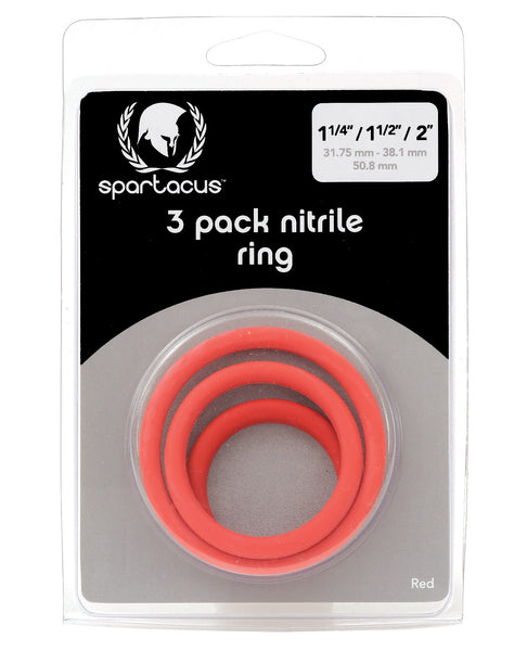Nitrile Cock  Ring Set - Red Pack of 3