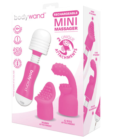 Bodywand Rechargeable Mini Massager w/Attachment - Pink