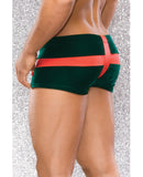 Holiday Low-rise Stretch Velvet Present Boxer Brief w/Bow Detail Green/Red XL