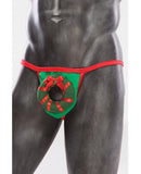 Holiday Mens Peek A Boo Wreath G-String Green/Red O/S