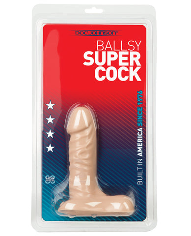 6" Ballsy Super Cock - White, Dongs & Dildos,- www.gspotzone.com