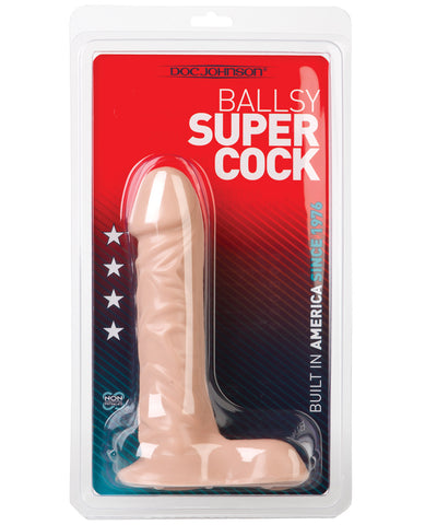 7" Ballsy Super Cock - White, Dongs & Dildos,- www.gspotzone.com