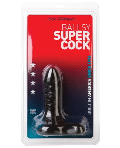 6" Ballsy Super Cock - Black, Dongs & Dildos,- www.gspotzone.com