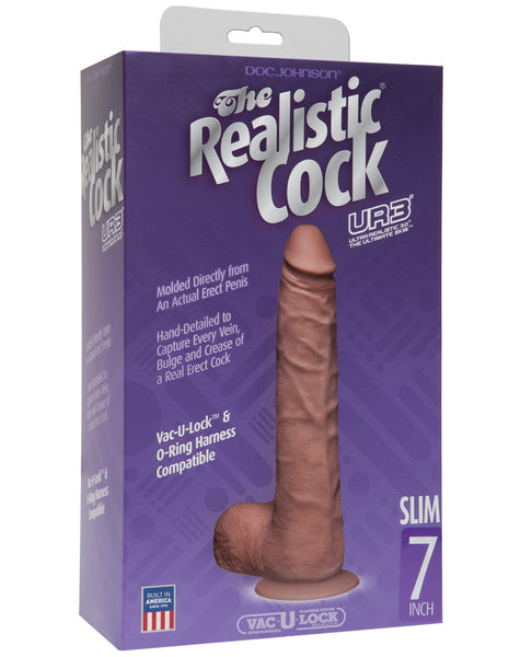 Realistic 7" Ultraskyn Slim Cock w/Balls - Brown