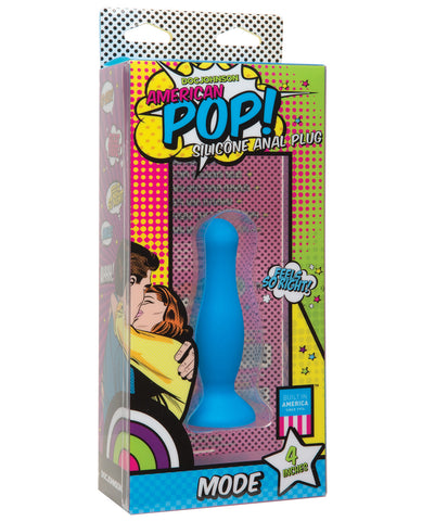 American Pop Mode 4" Silicone Anal Plug - Blue, Anal Products,- www.gspotzone.com