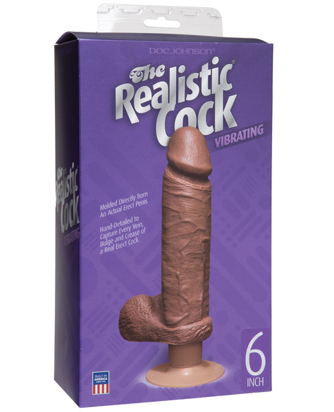 Vibrating 6" Realistic Cock - Brown