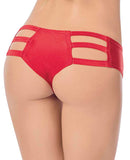 Strappy Front & Back Jeweled Booty Shorts Red O/S