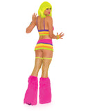 Neon Nites Lycra Bra Top & Mini Skirt Neon O/S