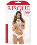 Risque Antoinette Pearl Choker & Lace Side Tie Panty White O/S