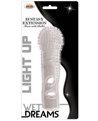 Wet Dreams Ecstasy Extension Light Up Sleeve w/Bullet - Clear