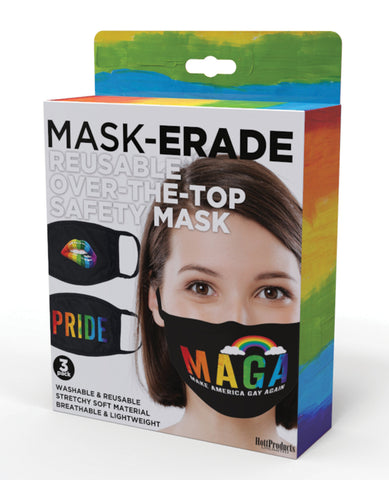 Hott Products Maskerade Masks - Pride/Gay Again/ Rainbow Kiss Pack of 3