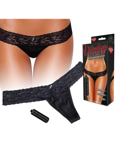 Hustler Vibrating Panties w/Hidden Vibe Pocket & Bullet - Black