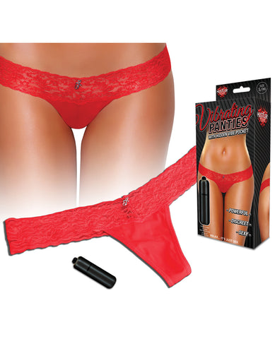 Hustler Vibrating Panties w/Hidden Vibe Pocket & Bullet - Red