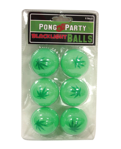 Pot Leaf Black Light Pong Balls - Green Pack of 6