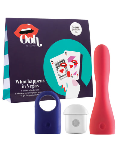 Ooh by Je Joue Vegas Collection No 2 Classic Vibrator & No 3 Cock Ring - Catwalk Coral/Electric B
