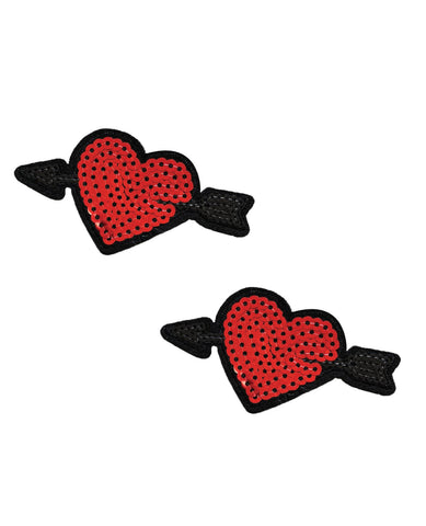 Neva NudeNeva NudeNeva Nude Sequin Arrow Heart Pasties (2 Wear) - Red O/S