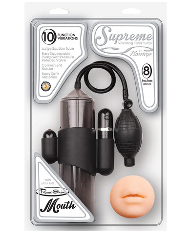Supreme Vibrating Mouth Shaped Penis Pump - Black