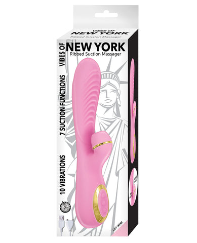 Vibes of New York Ribbed Suction Massager - Pink