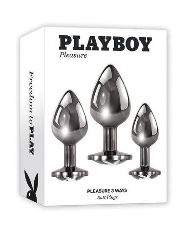 Playboy Pleasure Pleasure 3 Ways Butt Plugs - Silver