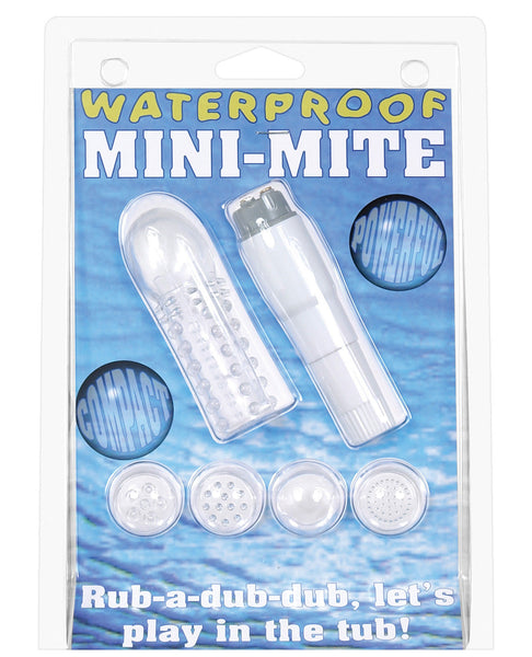 Waterproof Mini-Mite Massager Kit w/sleeve & 4 Heads - White