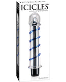 Icicles No. 20 Hand Blown Glass Vibrator Waterproof - Clear w/Blue Swirls