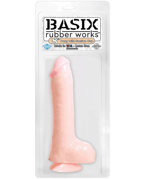Basix 8" Dong w/Suction Cup - Flesh