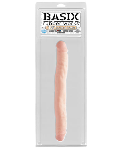 Basix Rubber Works 12" Double Dong - Flesh