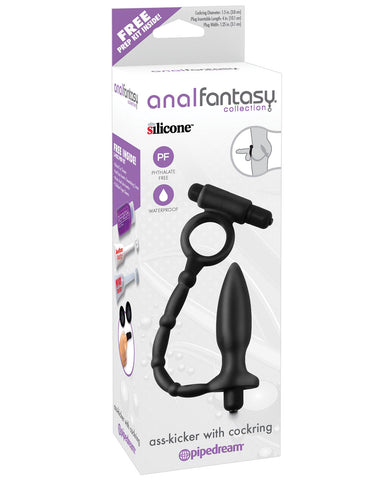 Anal Fantasy Collection Ass Kicker w/Cockring - Black, Anal Products,- www.gspotzone.com