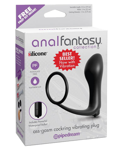 Anal Fantasy Collection Ass Gasm Vibrating Plug w/Cockring, Anal Products,- www.gspotzone.com