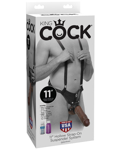 King Cock 11" Hollow Strap On Suspender System - Brown