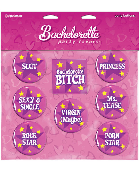 Bachelorette Party Favors Buttons - 8 Asst. Sayings