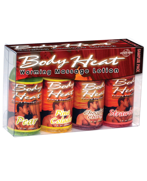 Body Heat Warming Massage Lotion Sampler Pack - Asst. 1oz Pack of Four