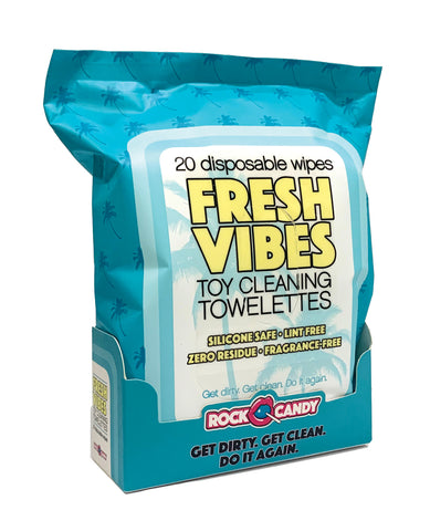 Rock Candy Fresh Vibes Toy Cleaning Towelettes Travel Pack - Pack of 20